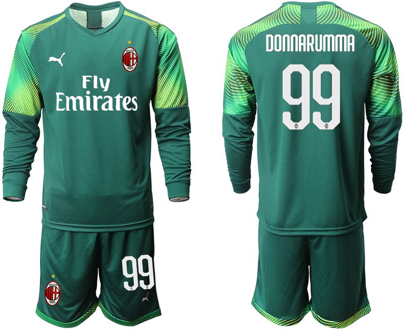 Men 2019-2020 club ACmilan Dark green long sleeve goalkeeper #99 Soccer Jerseys->ac milan jersey->Soccer Club Jersey